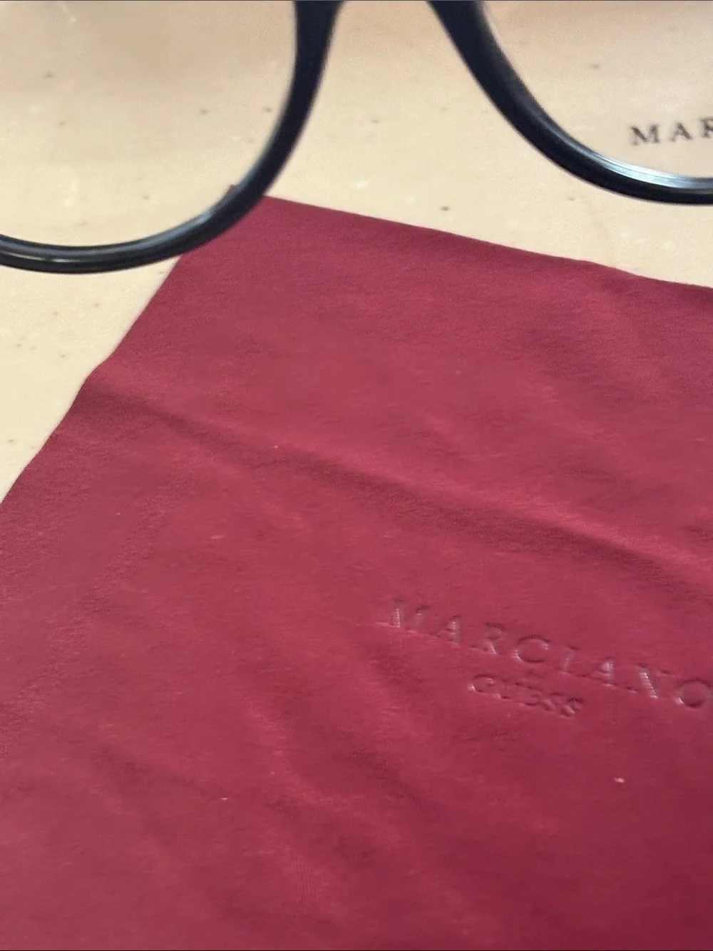 Marciano Black Cat-Eye Glasses with Burgundy Case